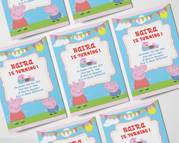 Peppa Pig Theme Personalized Invite For Cheap