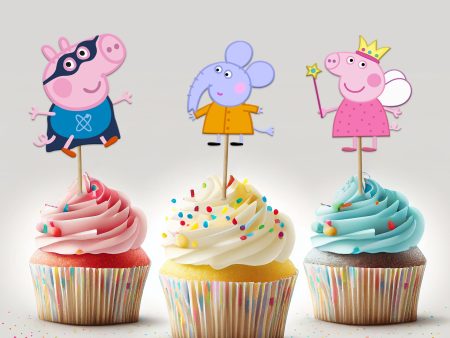 Peppa Pig Theme Cup Cake Topper Hot on Sale