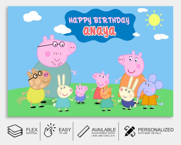 Peppa Pig Theme Personalized Backdrop Online