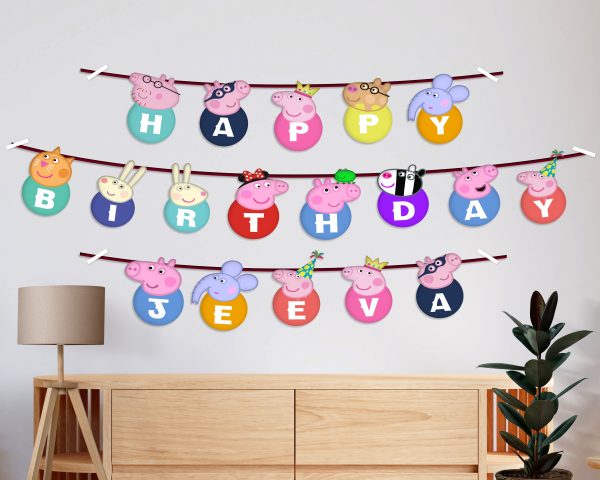 Peppa Pig Theme Personalized with Baby Name Hanging For Sale