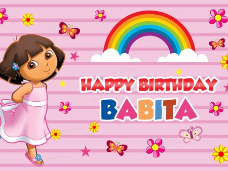 Dora Theme Rainbow Backdrop Fashion