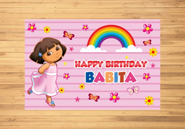 Dora Theme Rainbow Backdrop Fashion