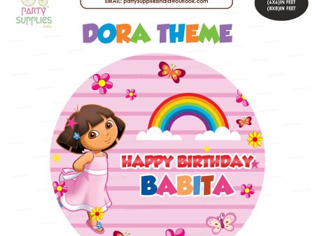 Dora Theme Rainbow Round Backdrop Online now