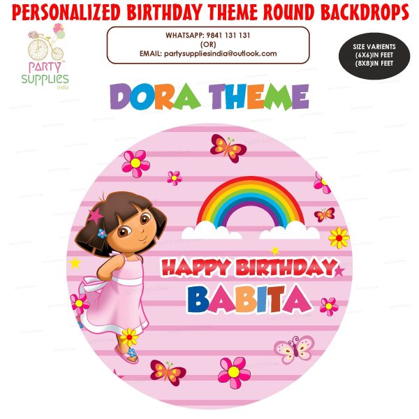 Dora Theme Rainbow Round Backdrop Online now