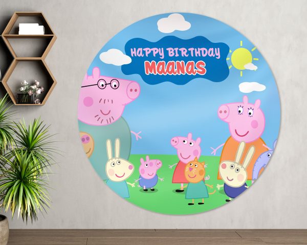 Peppa Pig Personalized Round Backdrop Discount