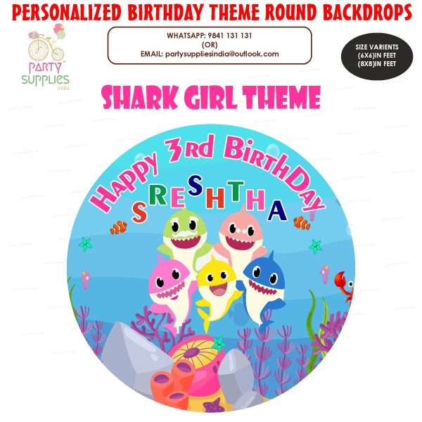 Shark Girl Round Backdrop Hot on Sale