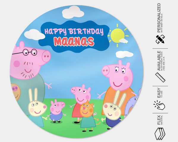 Peppa Pig Personalized Round Backdrop Discount