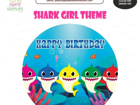 Shark Girl Personalized Round Backdrop Online now