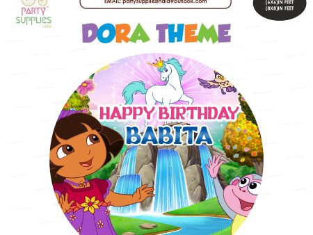 Dora the Explorer Personalized Round Backdrop Hot on Sale