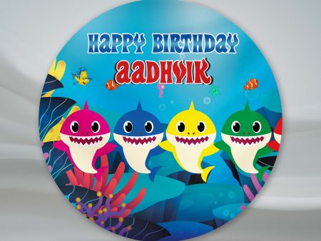 Shark Personalized Round Backdrop For Discount