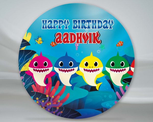 Shark Personalized Round Backdrop For Discount